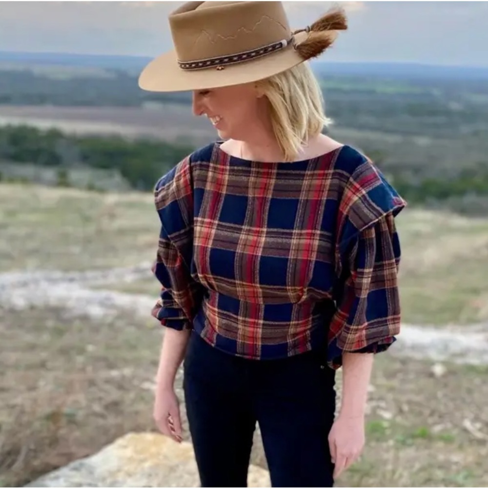 Top Rated Rachel Comey Red and Brown Plaid Jutta top